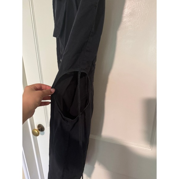 Korean Designer Black Distressed Lace-Up Joggers Cutout Accents Trendy Pants - Picture 2 of 3